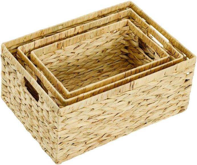 Image du produit Swisshandel24 3er-Set Aufbewahrungskorb, geflochtener Körbe aus Wasserhyazinthe Naturholz (3 x)