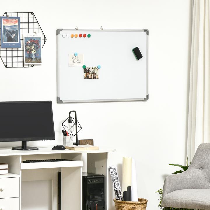 Actual product image Homcom Whiteboard with dry erase board, magnets and pens (90 x 60 cm)