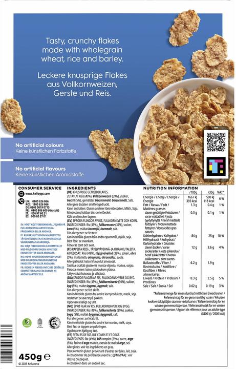 Nutritional values and ingredients Kellogg's Cereals Special K Classic 450 g (450 g)