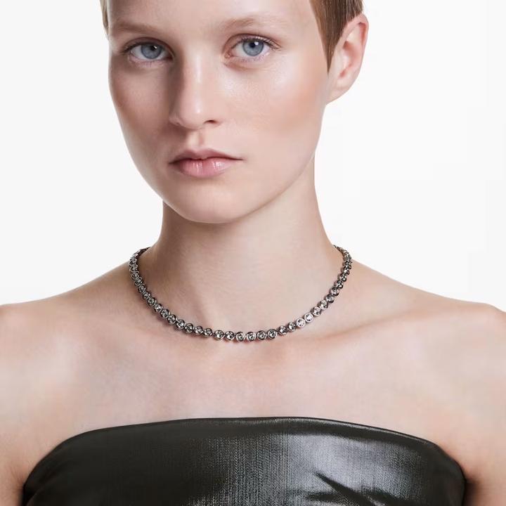 Produktbild Swarovski Imber Tennis Halskette Rundschliff Grau (Swarovski Metall, 42 - 50 cm)