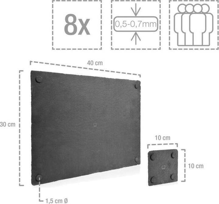 Sänger Geschirr Schieferplatten-Set Dinner (4 x, 40 x 30 cm)