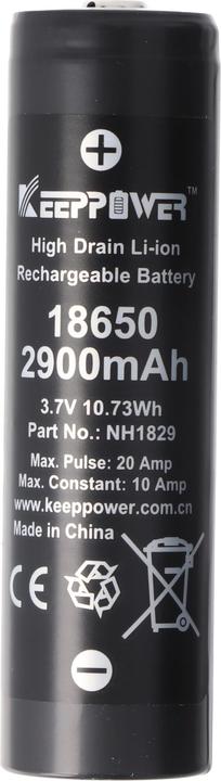 Actual product image Keeppower Battery IMR18650 10A Button Top (1 pcs., 18650, 2900 mAh)