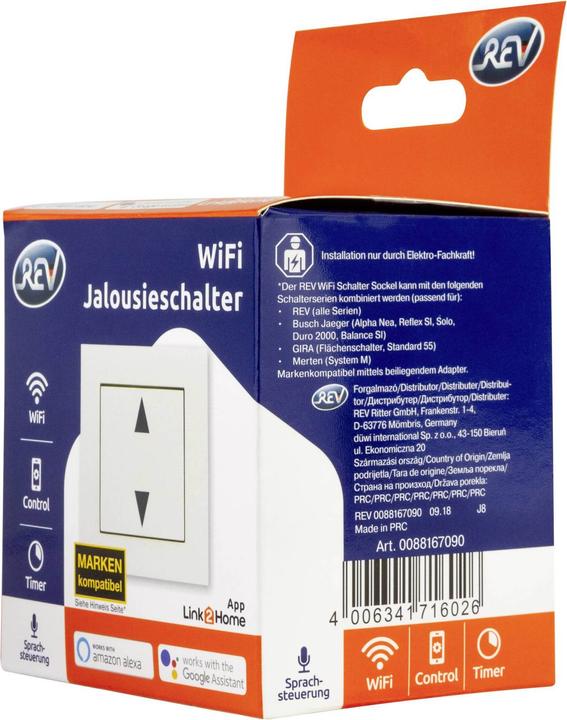 Produktbild REV Rolladenschalter komplett mit Rahmen Link2Home