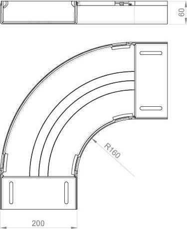 Actual product image Unex 66210 Flat elbow 90Â° light grey RAL7035 60X200 U23X (6 cm)