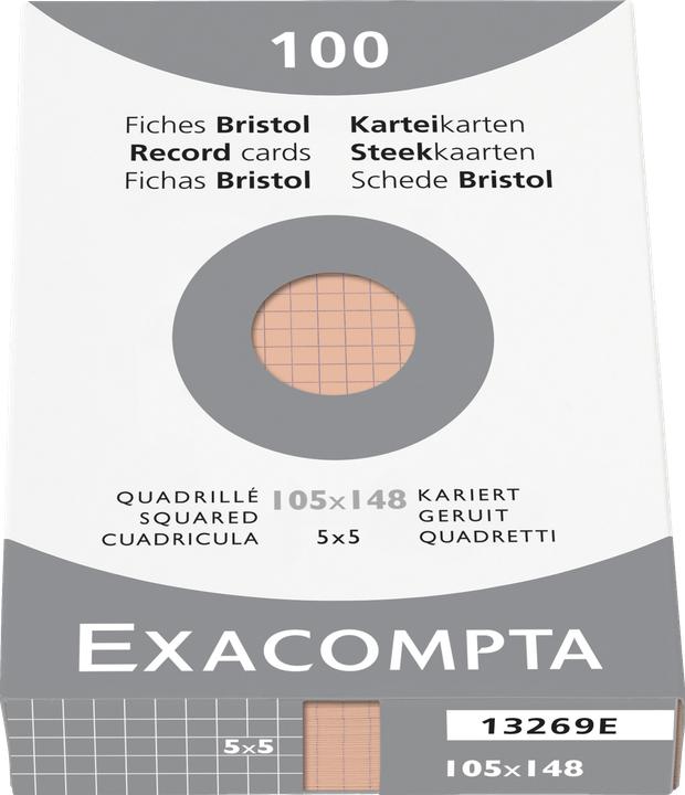 Image du produit Exacompta Fiches quadrillées orange, 100 (A6, 205 g/m², 100 x)