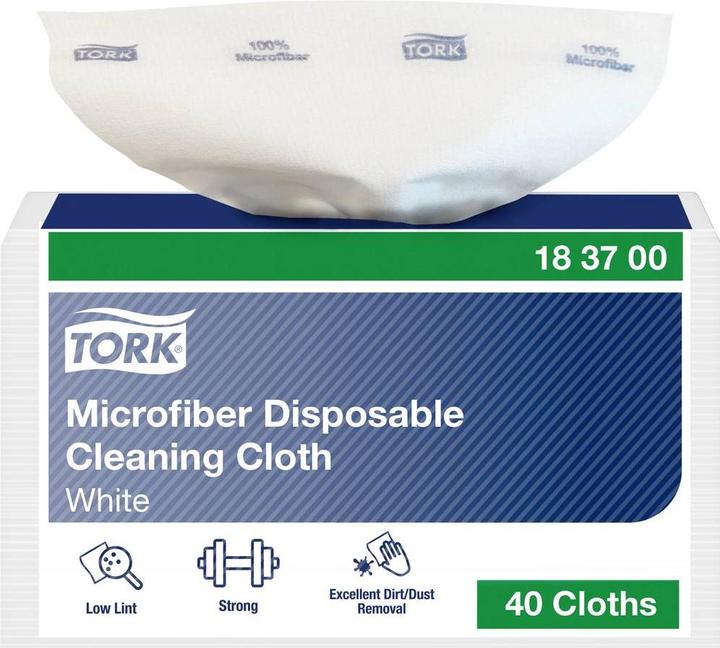 Actual product image Tork Microfibre Disposable Cleaning Cloths White with Blue Print 183700 (320 pcs.)