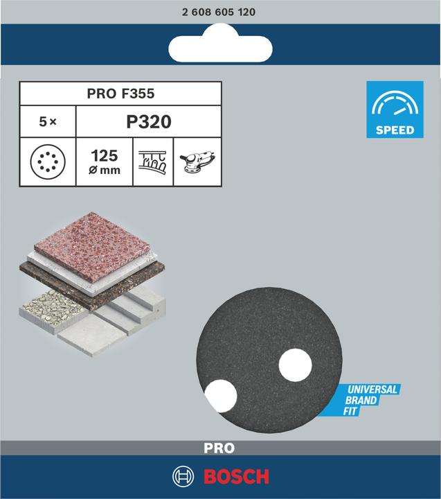 Actual product image Bosch Professional Zubehör PRO F355 sanding sheet, 125 mm, G320 (320)