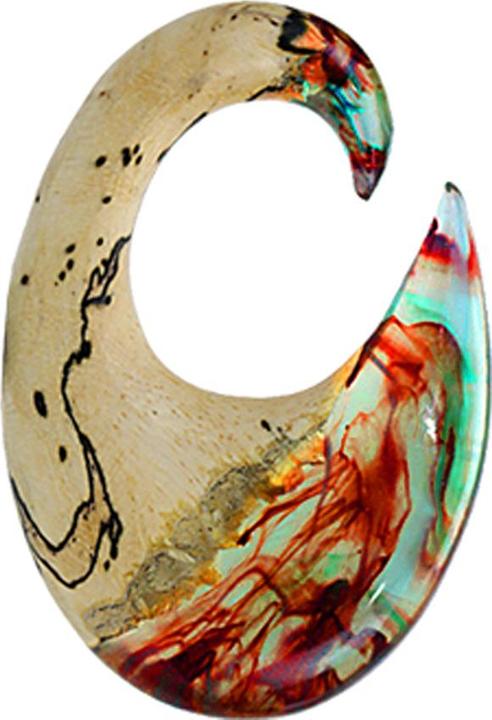 Produktbild Star Piercing Ohrgewicht Spirale färbung rot mit blau Epoxy transparent aus Tamarind Holz (ohne Messing, Organisch)