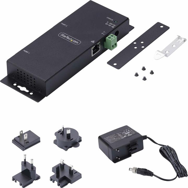 Actual product image StarTech com 2-Port Serial to Ethernet Adapter, IP Serial Device Server For Remote RS232 Devices, Wa
