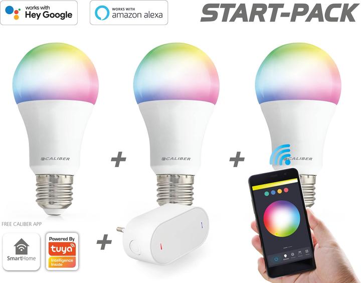 Produktbild Caliber HBT-E27 Smart Home LED Startpack (E27, 9 W, 720 lm, 3 x, A)