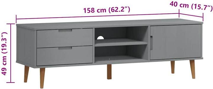 Image du produit VidaXL TV-Schrank MOLDE Grau 158x40x49 cm Massivholz (158 x 40 x 49 cm)