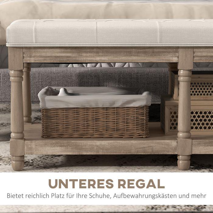 Actual product image Swisshandel24 Shoe bench, storage space, linen look, wooden legs, cream 115x40x48cm (40 cm)