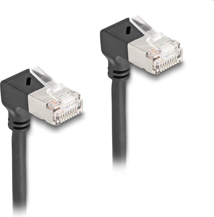 Actual product image Delock RJ45 network cable Cat.6A S/FTP Slim 90° bottom / bottom (S/FTP, CAT6a, 2.20 m)