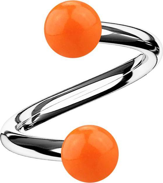 Produktbild Star Piercing Micro Spirale silber mit zwei Kugeln orange (Acryl, ohne Messing, Chirurgenstahl 316L)