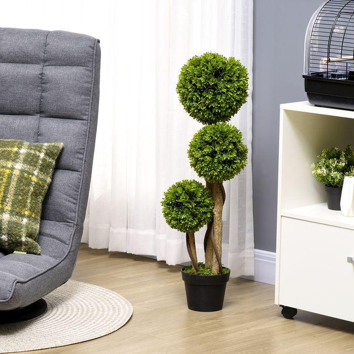 Image du produit Swisshandel24 Plante artificielle, buis de 90 cm en pot de fleurs, protection UV, plante d'intérieur pour salon (90 cm)