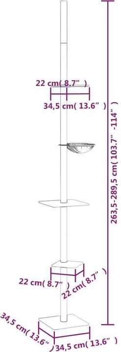 Actual product image VidaXL Kratzbaum Deckenhoch Dunkelgrau 263,5-289,5cm Katzenbaum Kletterbaum (289.50 cm, Dark grey)