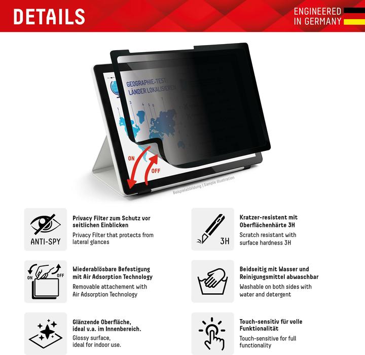Actual product image Displex Tablet Privacy Safe, Tablet Blickschutzfolie (1 Piece, IPad 7th gen. 2019, iPad 8, IPad 9, iPad Air 2019 (3. Gen))