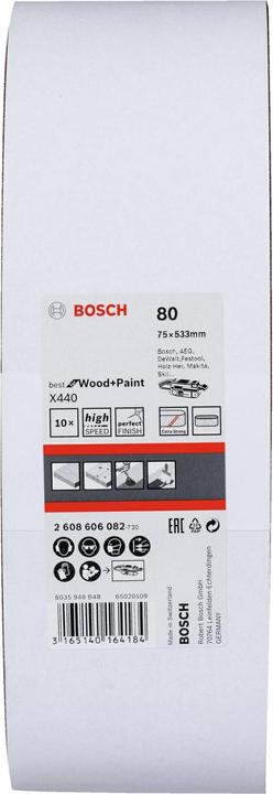 Image du produit Bosch Professional Zubehör PRO X440 bande abrasive, 75 x 533 mm, G80 (80)