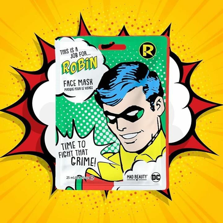 Produktbild Mad Beauty DC Superheroes Robin Gesichtsmaske Feuchtigkeitsspendende und erfrischende Sheet Mask für genährte (25 ml)