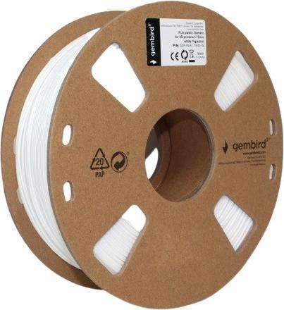 Produktbild Gembird Filamentcassette PLA schmale Spule (PLA, 1.75 mm, 1000 g, Weiss)