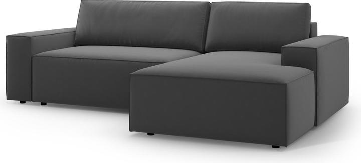 Immagine prodotto Micadoni Divano angolare destro in velluto con funzione letto e box, "Jodie", 3 posti, 246x151x86 Realizzato (Divano ad angolo)