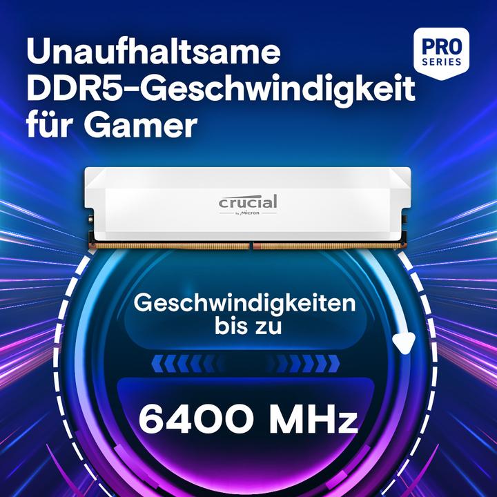 Actual product image Crucial Pro (2 x 32GB, 6400 MHz, DDR5 RAM, U-DIMM)