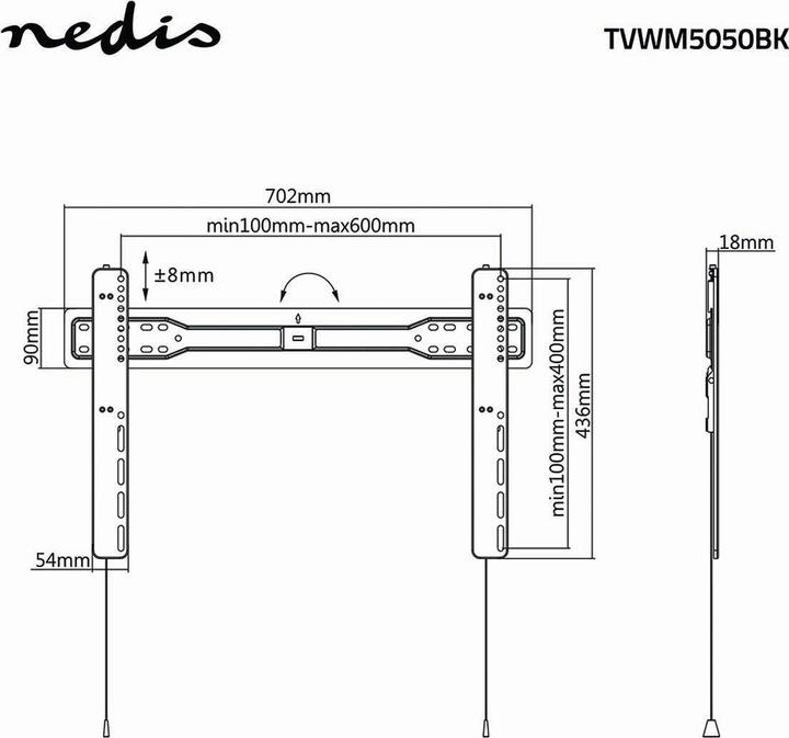 Produktbild Nedis Feststehende TV-Wandhalterung - 37-70" - Max. 35 kg - Ultraschlank - Automatische Federvers (Wand, 70", 35 kg)