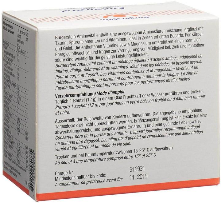 Produktbild Burgerstein Aminovital (20 Stück, Pulver, 240 g)