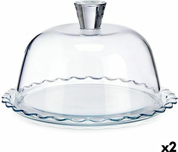 Immagine prodotto Pasabahce Kuchenplatte Petite Patisserie Wellen Durchsichtig Glas 26,4 x 15,5 x 26,4 cm (2 Stück)