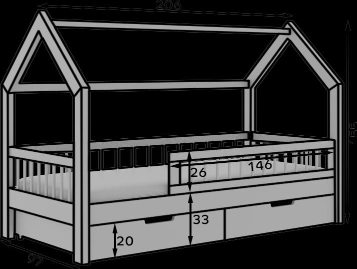 Produktbild ADRK Furniture Hausbett Galicja mit Matratze (200 x 90 cm)