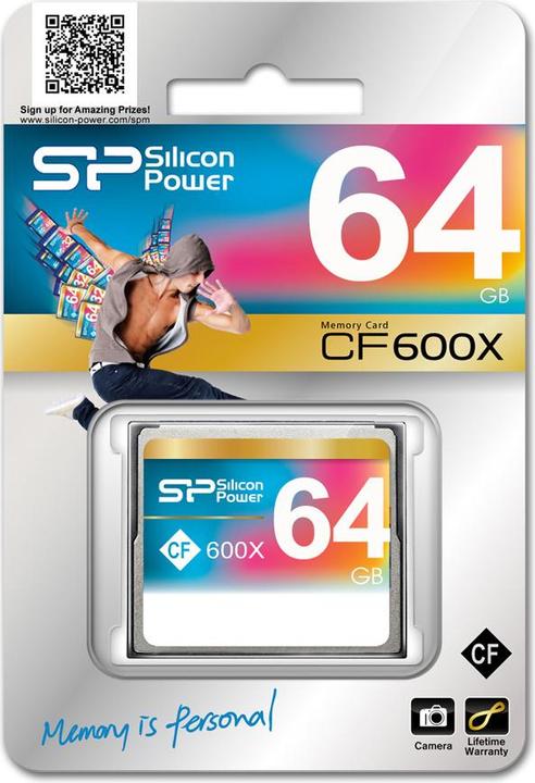 Produktbild Silicon Power 64GB 600x CF Read up to 90MB/s ATA interface PIO mode 6 MWDMA 4 UDMA 6 ECC function Re (64 GB, CF, U3, UHS-III)
