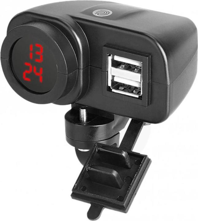 Produktbild Booster Zigarettenanzünder Motorrad Stromversorgung 2 usb + Uhr