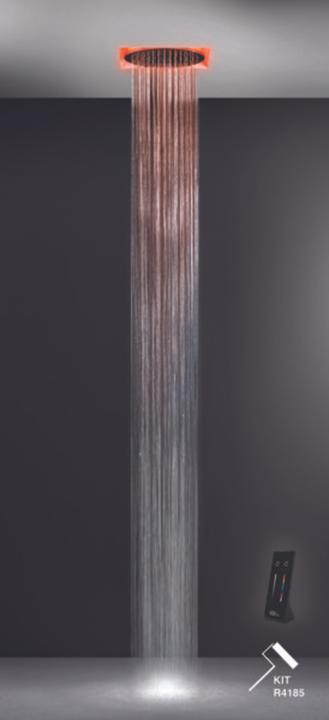 Actual product image Gessi Afilo, multifunctional shower system 500x500 spray type rain, surge, mist with colour light th