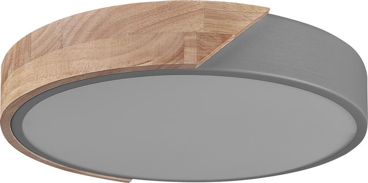 Image du produit Beliani Plafonnier LED gris / bois clair rond PATTANI (1400 lm)