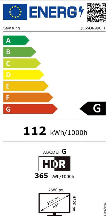 Energie-Label Samsung QE65QN990F (65", QN990F, NeoQLED, Mini-LED, 8K, 2025)