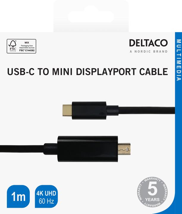 Produktbild Deltaco Mini DisplayPort — USB Typ C (1 m, USB 3.0)