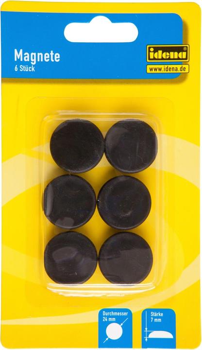 Idena Magnete rund 6 Stück, schwarz, Ø24mm (6 x)