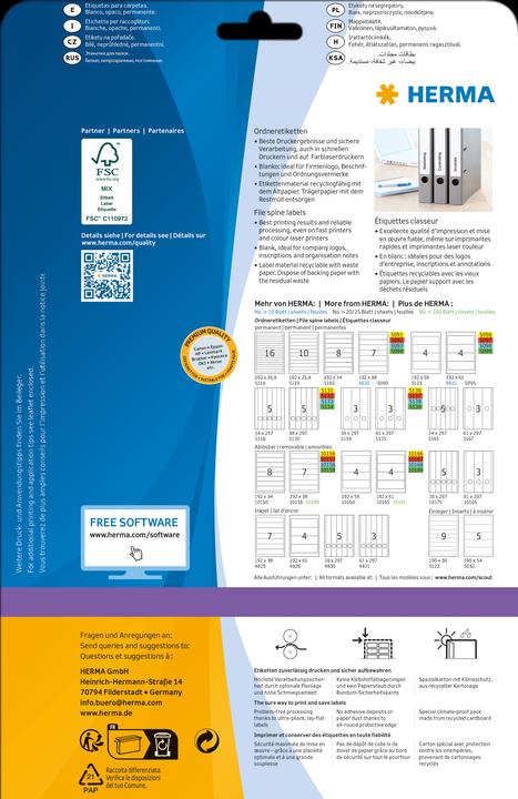 Image du produit HERMA Étiquettes de classement A4