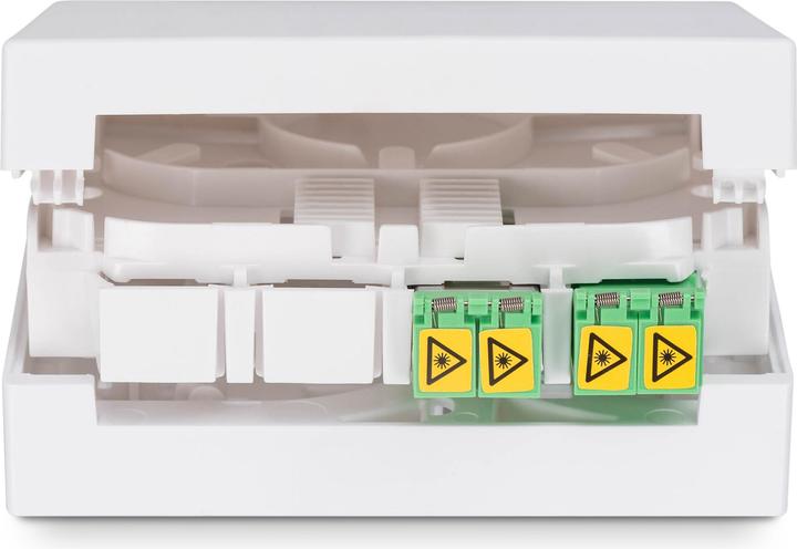 Produktbild Digitus FTTH Gehäuse mit 2x LC (APC) DX Adapter Wand und DIN-Schienenmontage