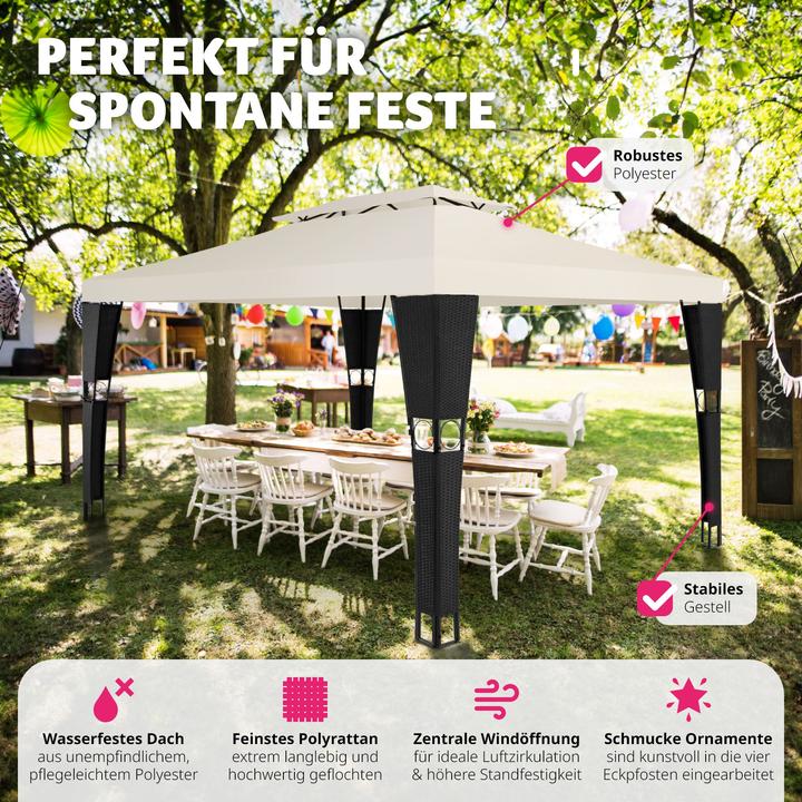 Actual product image tectake Gazebo Mona 3x4m rattan (400 cm, 300 cm)