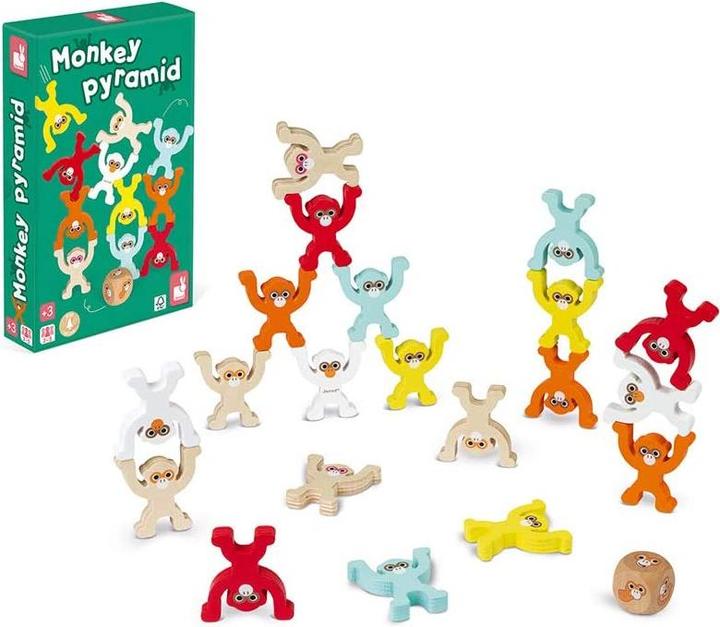 Actual product image Janod Game Monkey Pyramid (German, English, French, Italian, Swiss German)