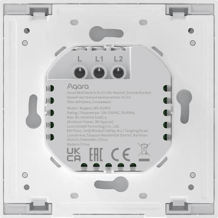 Image du produit Aqara Smart Wall Switch H1 Gris Non Neutre, Double Rocker (Zigbee)