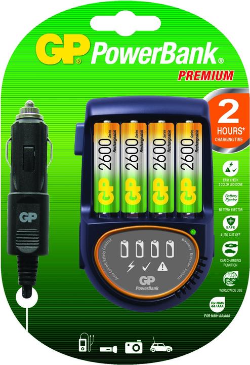 GP Batteries GP Ladestation PowerBank H500, KFZ (4 Stk., AA, AAA, 2550 mAh, Ladegerät inkl. Akku)