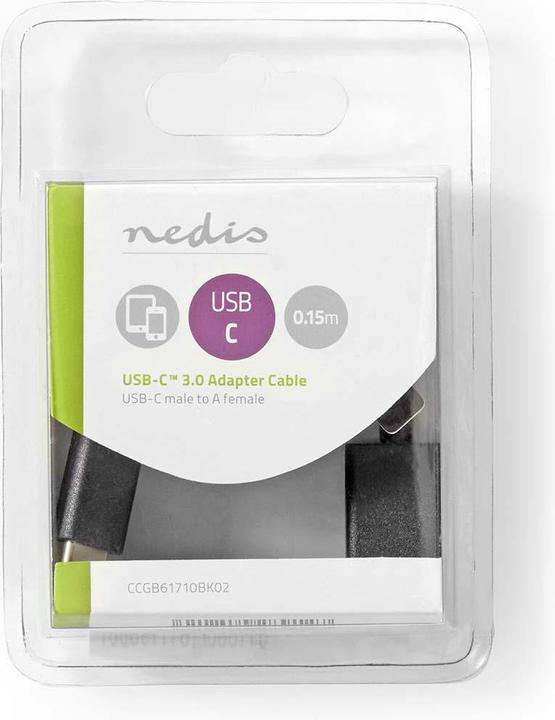 Produktbild Nedis USB-C™ Adapter | USB 3.2 Gen 1 | USB-C™ Stecker | USB-A Buchse | 5 Gbps | 0.15 m | rund | Vern (0.15 m, USB 3.2 Gen 1, 15 W)