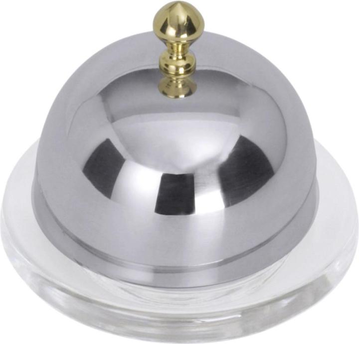 Contacto Piatto da burro con cloche D:9cm H:8cm in vetro/prezioso. Pomolo placcato oro (0.06 l)