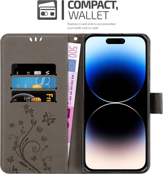 Actual product image Cadorabo Cover for Apple iPhone 14 PRO MAX in Flower Book Style (Apple iPhone 14 Pro Max)