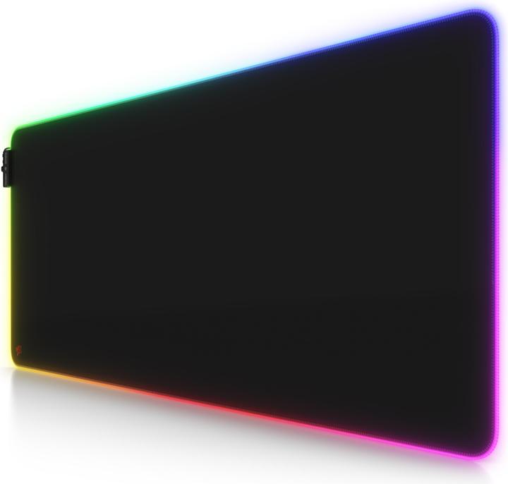 Titanwolf RGB Gaming Mauspad, Mausmatte 900 x 400 mm, verbessert Präzision & Geschwindigkeit, Icon rot (XL)