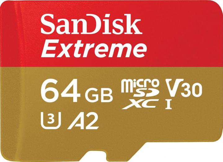 Productafbeelding SanDisk microSDXC Memory Card Extreme with Adapter, 64Gb, Class 10 / UHS-1 U3 (64 GB, microSDXC, U3, UHS-I)
