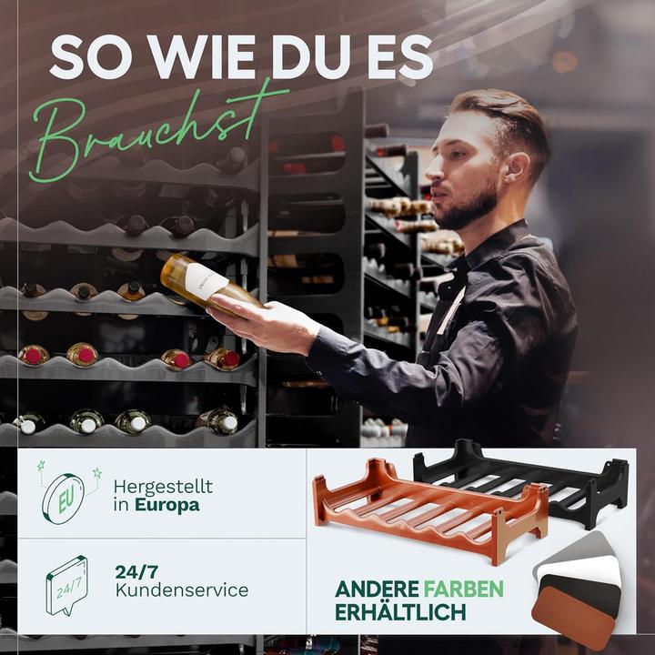 Produktbild Novaliv Flaschenregal für 36 Flaschen | Weinregal grau | Regal aus stabilem Kunststoff, stapelbar (36 Fl.)