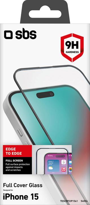 Actual product image SBS Glass SP Full Cover iPhone 15 (1 Piece, Apple iPhone 15)
